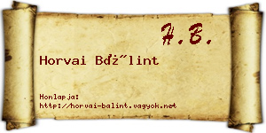 Horvai Bálint névjegykártya