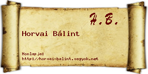 Horvai Bálint névjegykártya